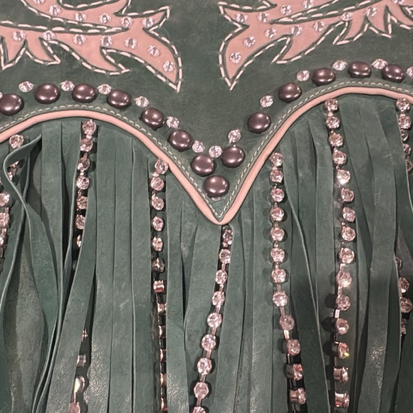 Double D Ranch Teal Studded Leather Jacket - Picture 4 of 6